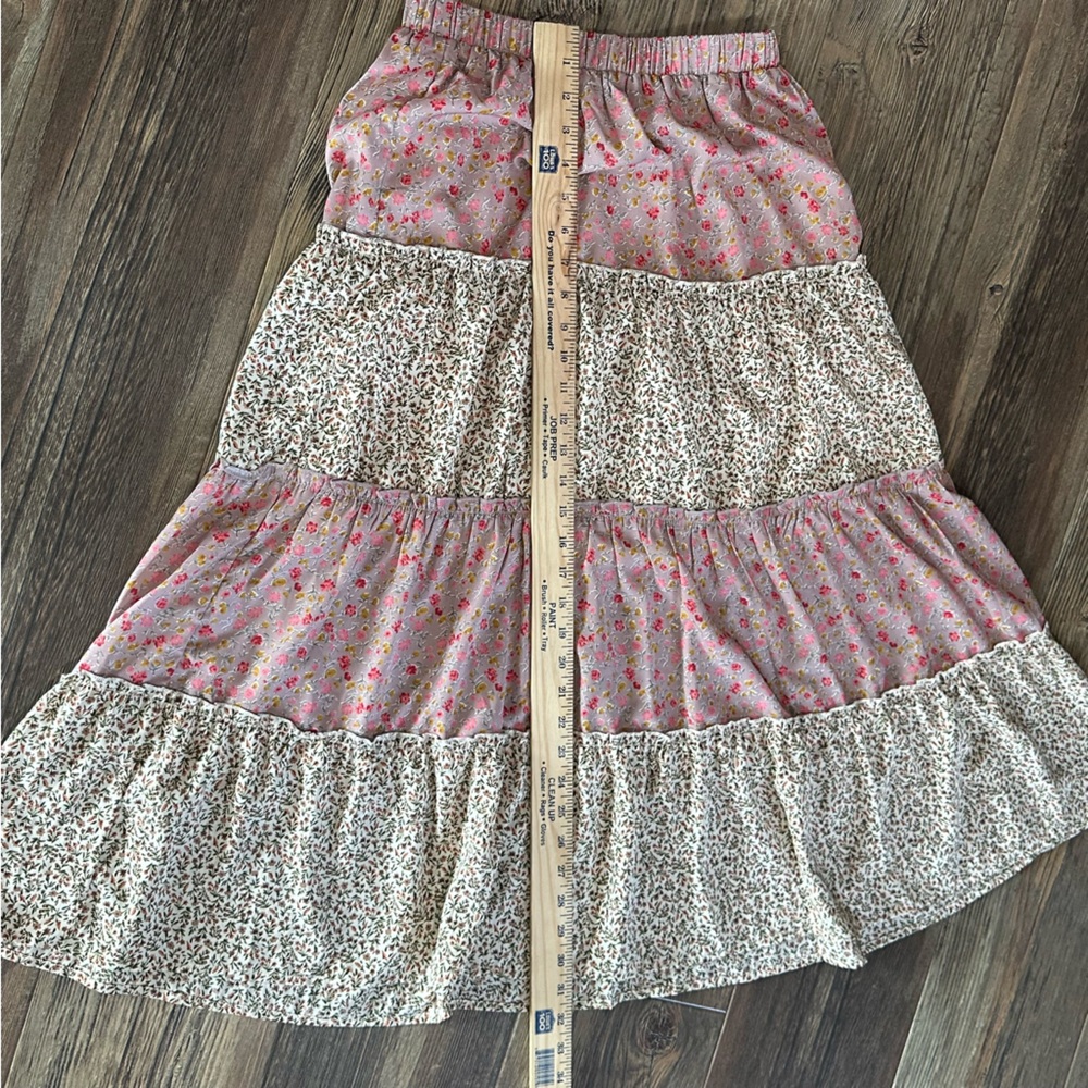 Mimi + Daphne floral prairie girl long soft flowy skirt women's S stretch. BOHO - Picture 7 of 8